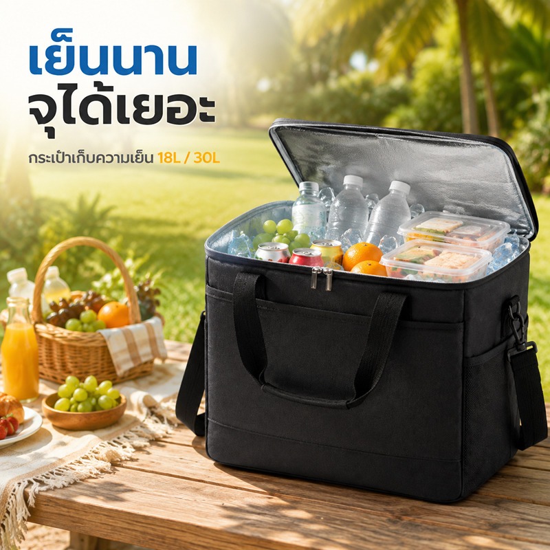 Oivia กระเป๋าเก็บความเย็น/ร้อน กระเป๋าเก็บอุณหภูมิ 18L 30L แบบพกพา ความจุขนาดใหญ่ Cooler Bag ปิคนิค