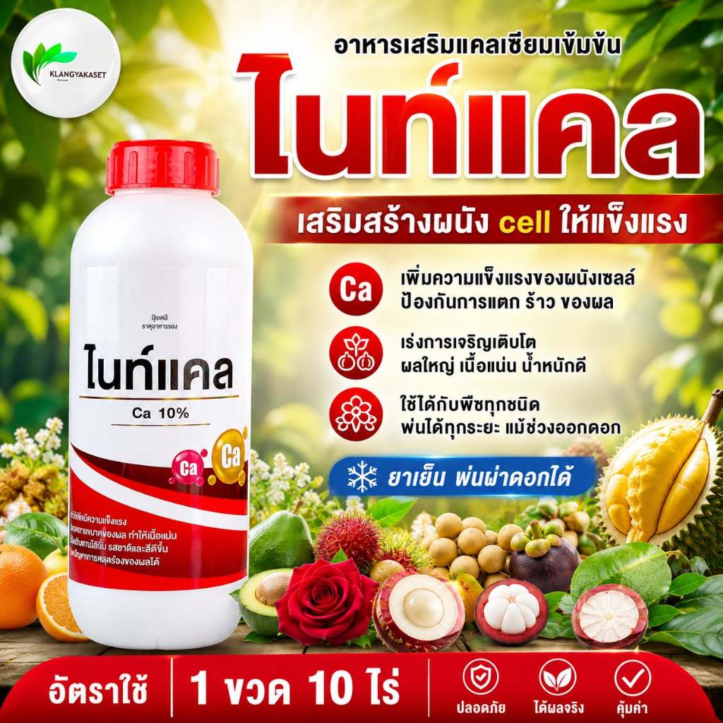 ไนท์แคล ขนาด1ลิตร แคลเซียม โบรอน ธาตุอาหารพืช อาหารพืชทางใบ ช่วยผสมเกสร ผลดก ขั้วเหนียว ต้นสมบูรณ์ ได้ผลผผลิต