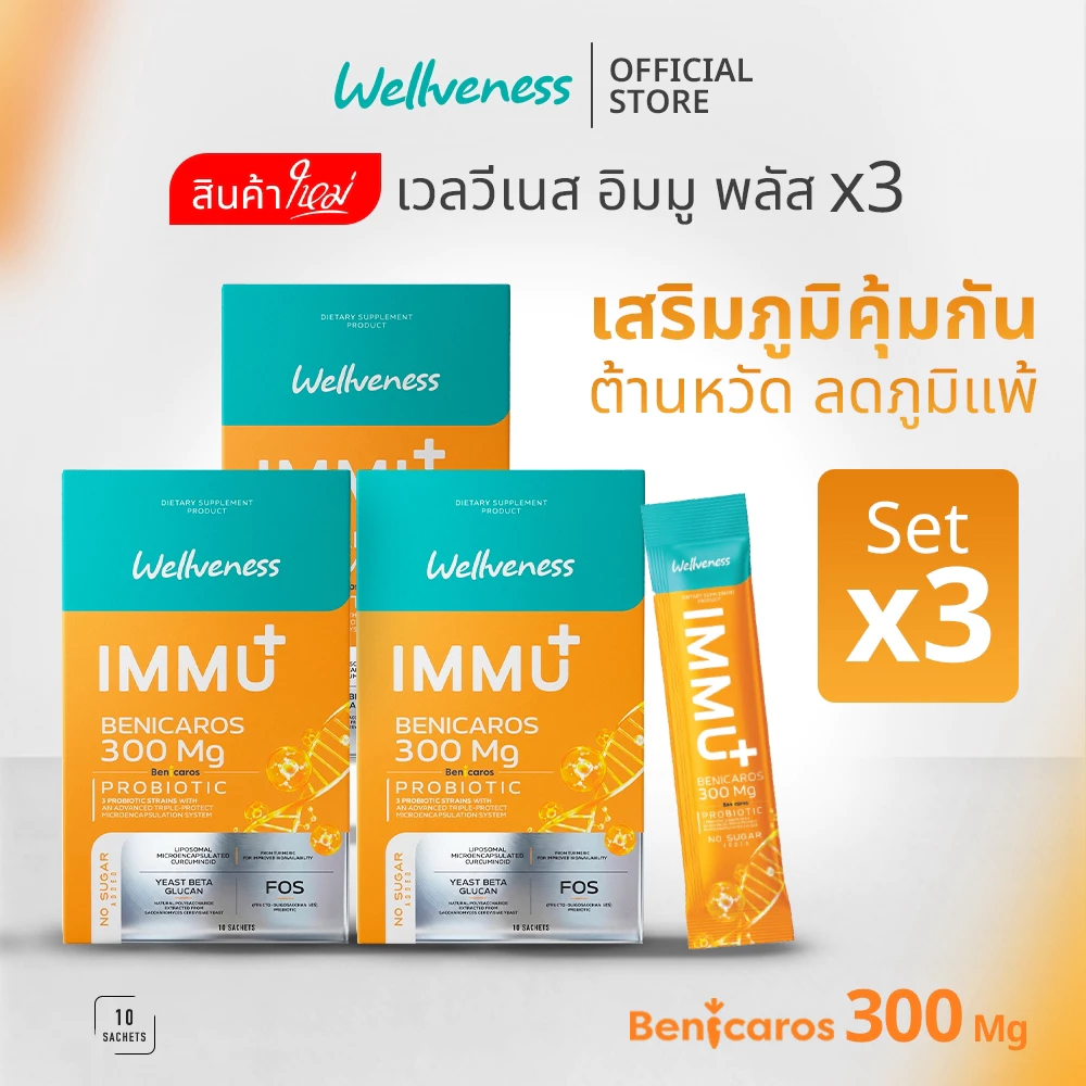 ( โปร 3 กล่อง ) wellveness IMMU Plus Dietary Supplement Product