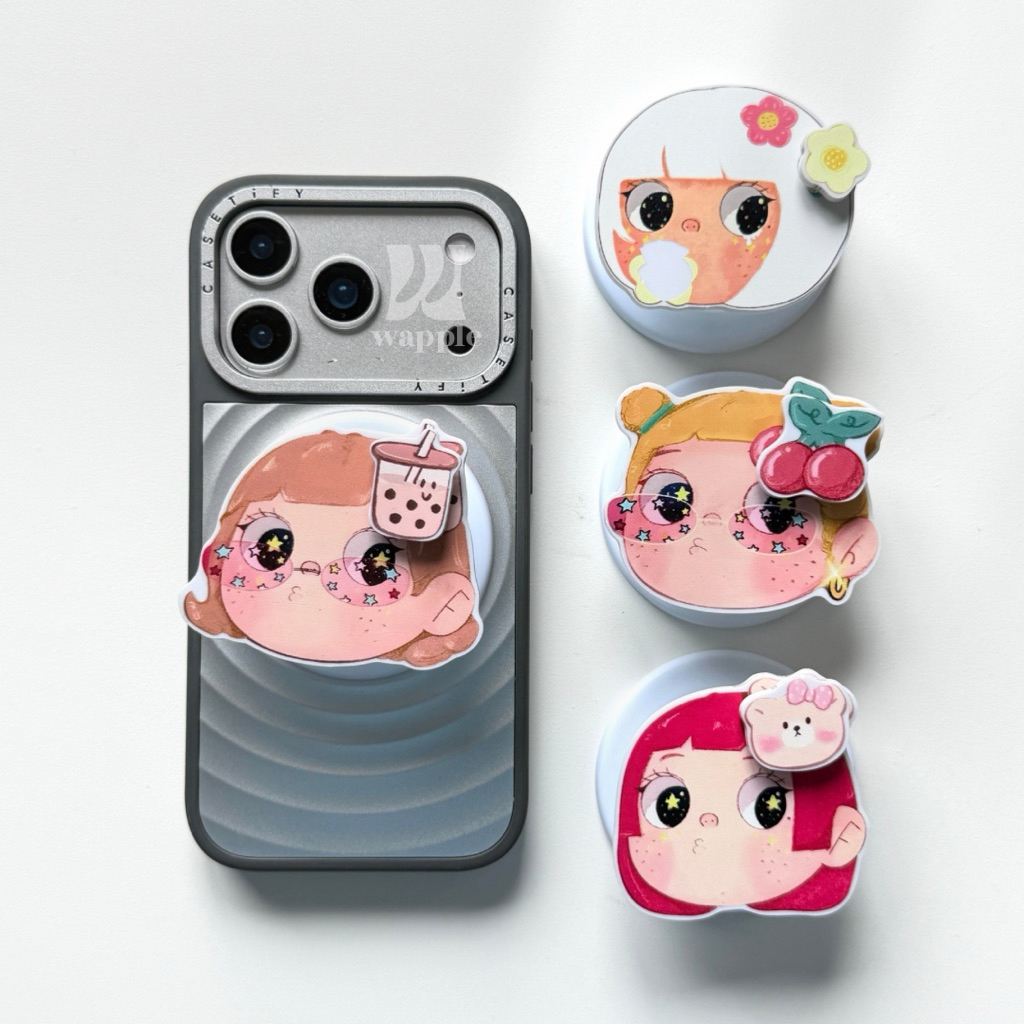 wapple-PopSockets Magnetic สำหรับติดเคสมือถือ griptokจับมือถือแบบแม่เหล็ก รูปตัวละครการ์ตูน