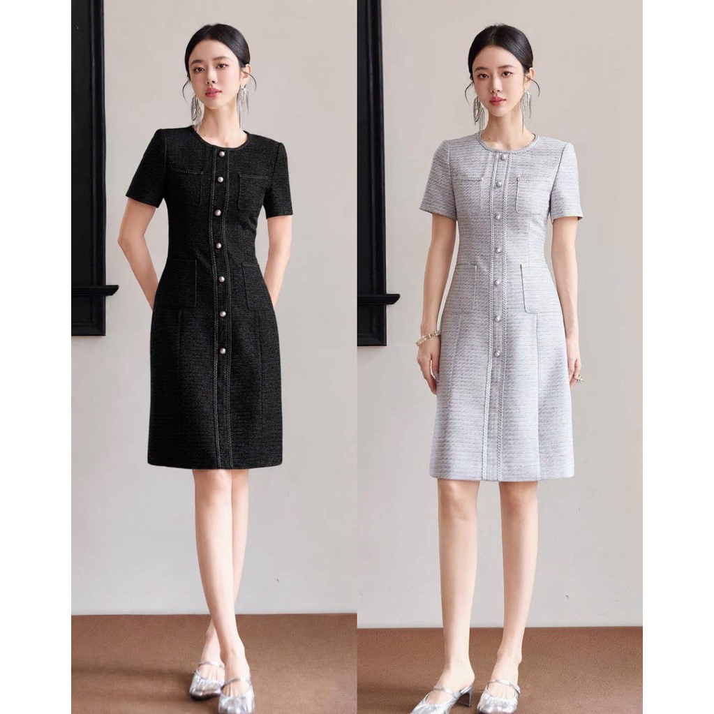 KU Dress เดรสผ้าทวีต พรีเมี่ยม ทรงสวย ใส่เที่ยว ใส่ทำงาน