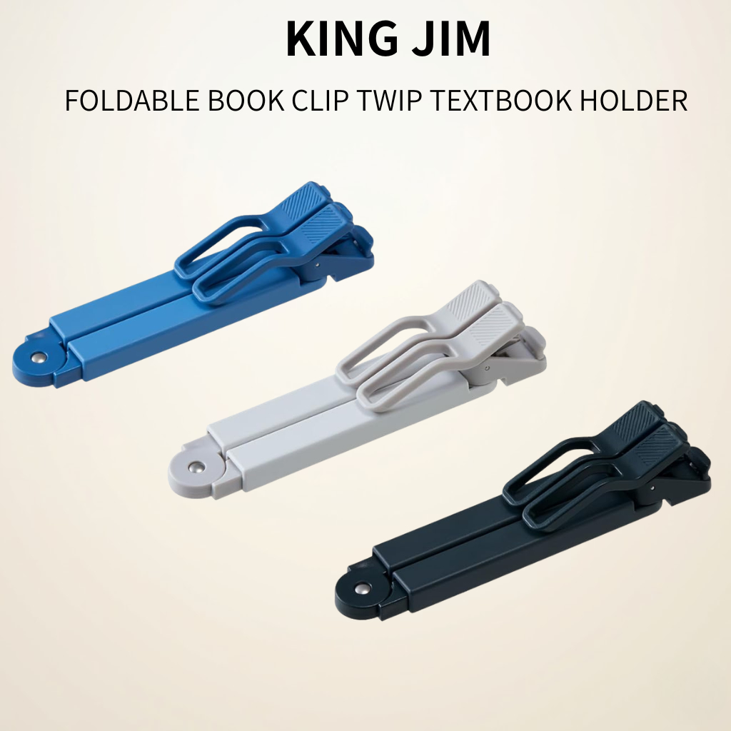 King Jim Foldable Book Clip Twip - Textbook Holder (Blue, Black, White)