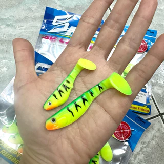 ปลายาง Sniper 3 นิ้ว หางบั้ง (8ตัว/ซอง) ตกปลาช่อน กะพง รุ่น 3D Live Eye Soft Bait Lure 3" Rubber Bait for Fishing
