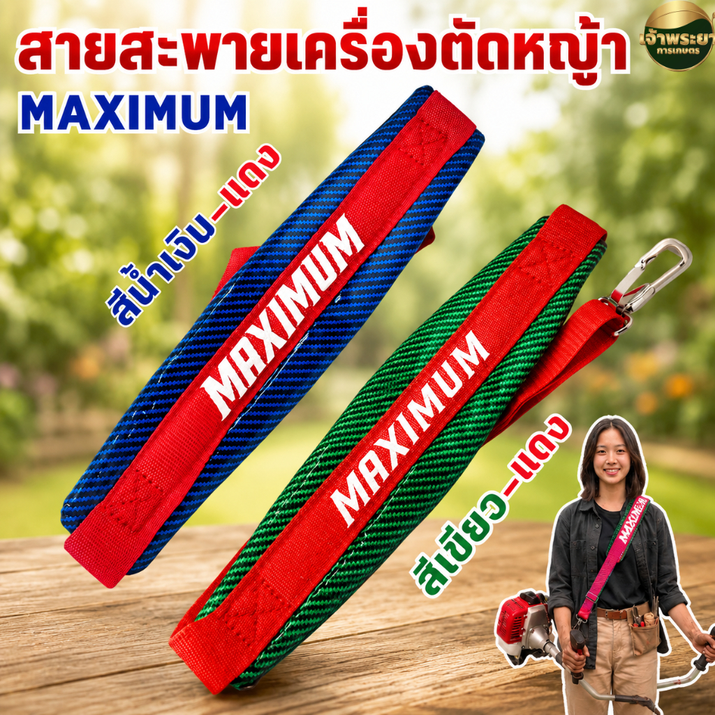 สายสะพายเครื่องตัดหญ้า เคฟล่า MAXIMUM ตัดหญ้าเกือบทั้งวันบ่าไม่แดง! สายสะพายหนานุ่มสบาย ไม่บาดไหล่
