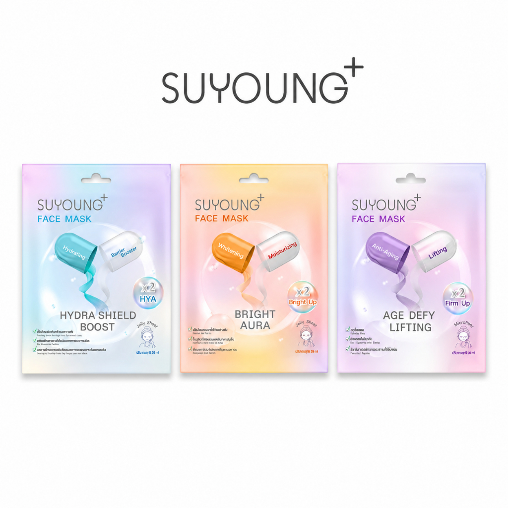 SUYOUNG+ แผ่นมาส์กหน้า (Bright Aura / Age Defy Lifting / Hydra Shield Boost) — صورة 2