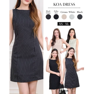 (XS-XL) Koa dress - ชุดเดรสทำงาน ชุดทำงานผู้หญิง เดรสแขนกุด ผ้าทวีด ทรงสวยเข้าเอว - CRAYONBRAND