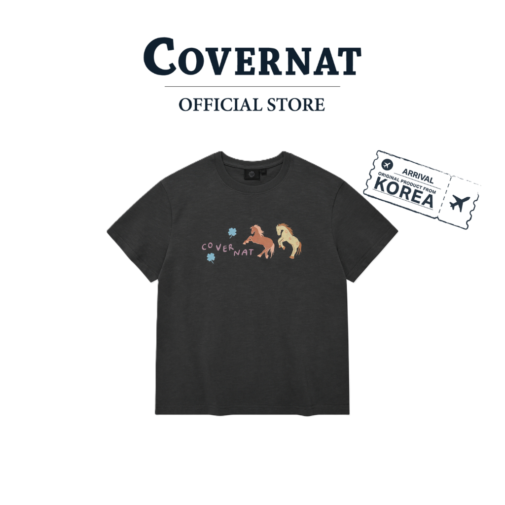 COVERNAT เสื้อยืดรุ่น Woman Twin Pony T-Shirt Black (70082SPOSSF_U6BKXX)