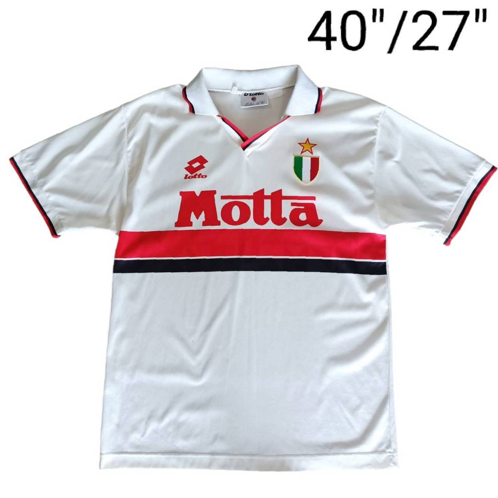 เสื้อบอลแท้ทีมAC Milan รุ่นเยือน ปี 1993-94  มือสอง สภาพดีมาก วัดหน้าผ้าอก 40"ยาว 27"