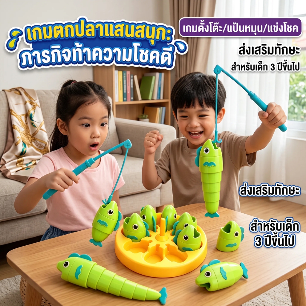 เกมส์ตกปลา ของเล่นปลายืดหด การแข่งขันโชค Reel Big Catch ของเล่นเด็ก เกมกระดาน