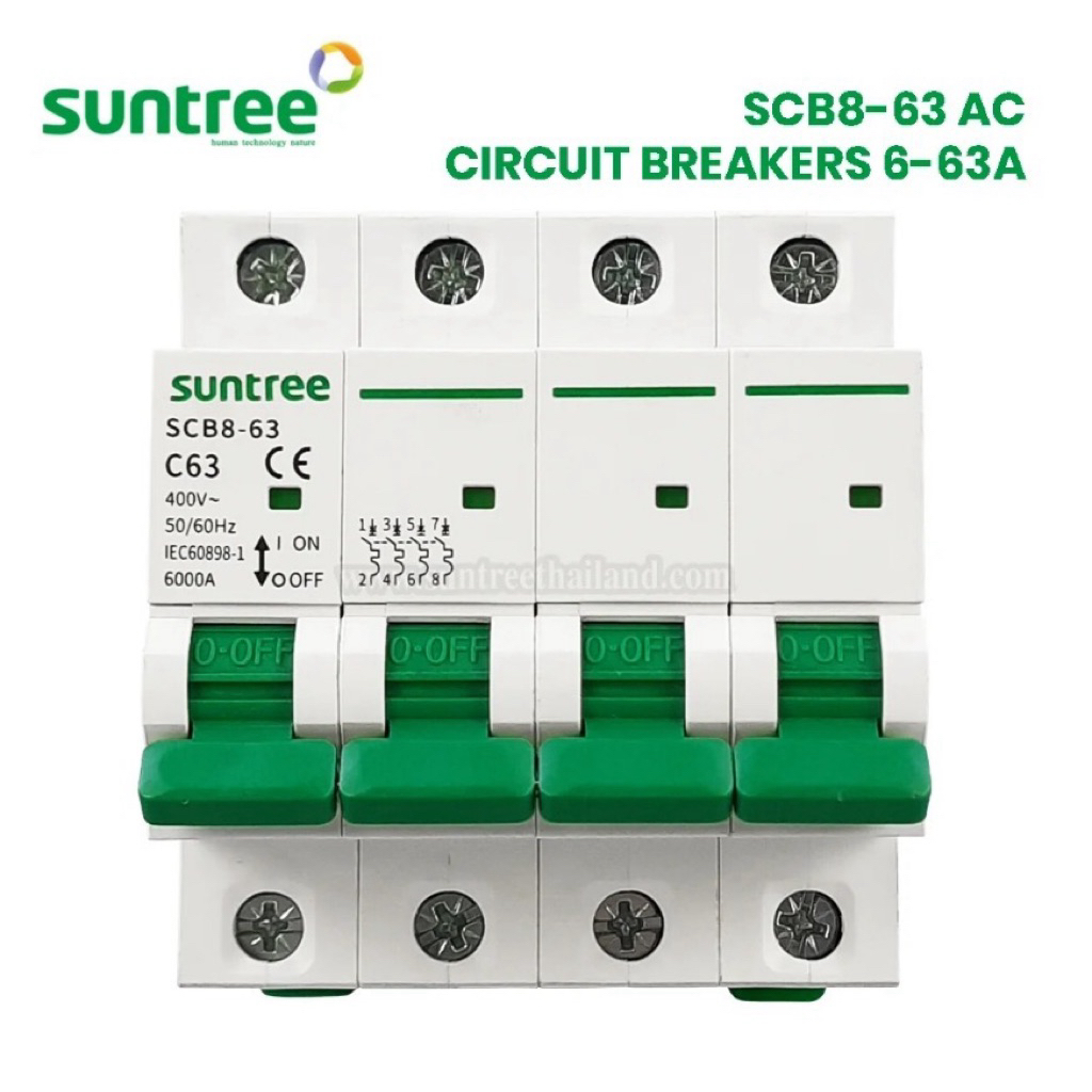 Suntree SCB8-63 AC Circuit Breaker MCB 2P 4P 400V