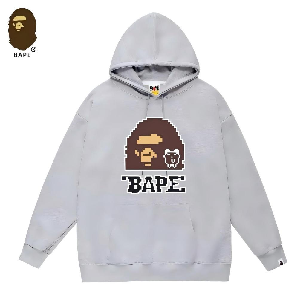 BAPE🇯🇵 BAPE long-sleeved sweatshirt หัวลิง เสื้อฮู้ด ท็อปส์ซูสำหรับคู่รัก