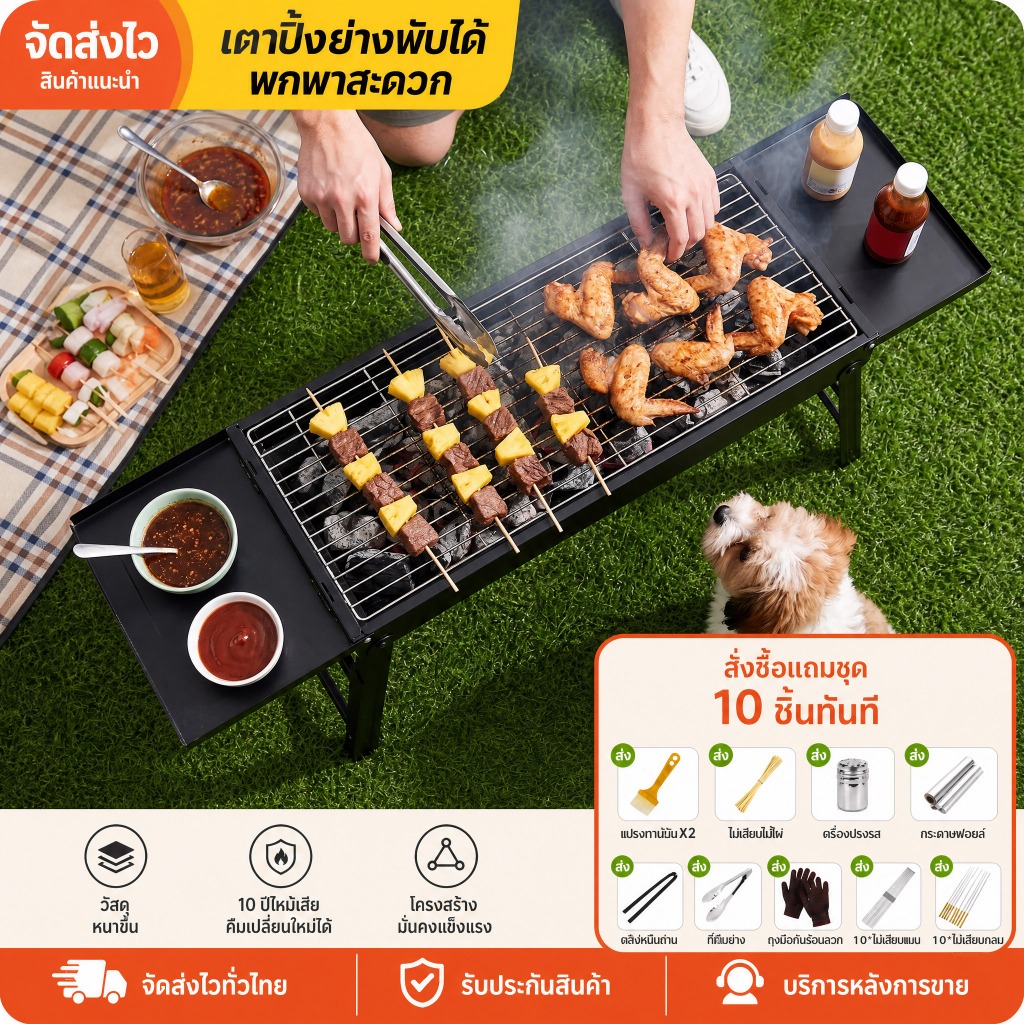 [2026🔥]เตาปิ้งย่าง เตาย่างบาร์บีคิว พบกันได้ครั้งละ 4-8 คน ปลอดภัยและมั่นใจ เตาบาร์บีคิวแบบพับเก็บได้ เตาปิ้งย่างพกพา