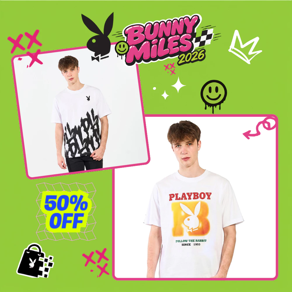 PLAYBOY 05PB เสื้อยืด เสื้อผ้าผู้ชาย/เสื้อ/เสื้อยืดสีขาว รุ่น P1MT265TB049 P1MT265TB050 P1MT265TB062
