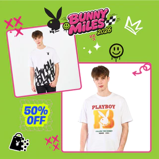 PLAYBOY 05PB เสื้อยืด เสื้อผ้าผู้ชาย/เสื้อ/เสื้อยืดสีขาว รุ่น P1MT265TB049 P1MT265TB050 P1MT265TB062