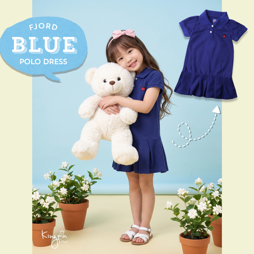 KINGPIN fjord blue polo shirt เดรสโปโลสีน้ำเงินสดใส l Cartelkids