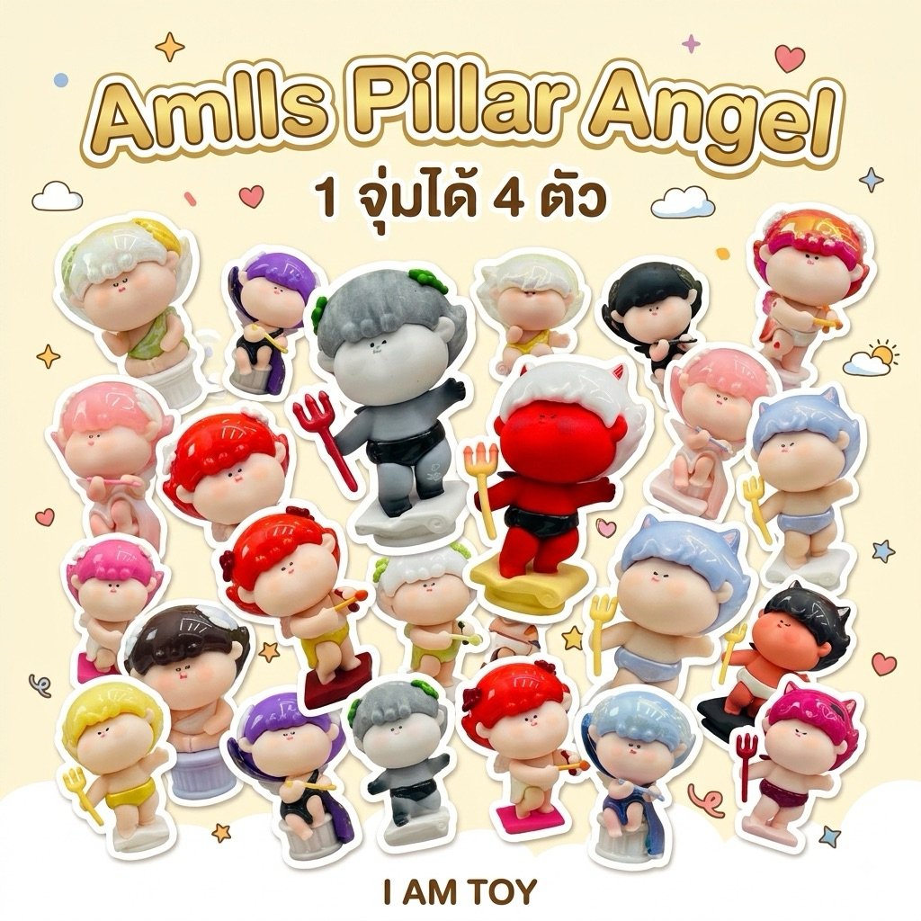 [ได้ 4 ตัว](ย279)โมเดล มินิ : Amlls Pillar Angel Series Sculpture เทพี