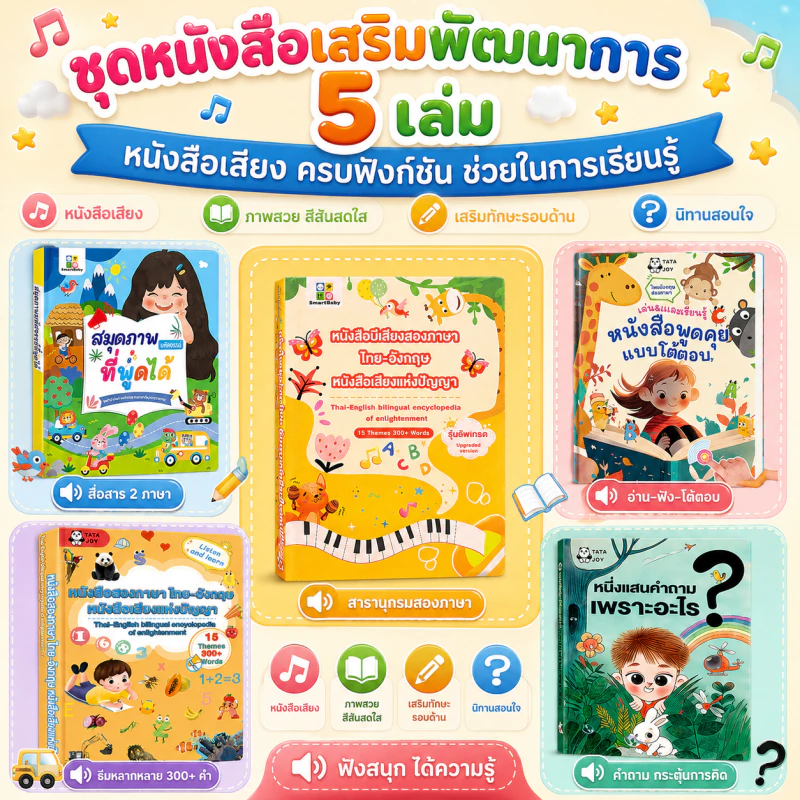 หนังสือเสียงเด็กปฐมวัย สองภาษา ไทย-อังกฤษ สารานุกรม การจดจำฉาก เพลง และการพัฒนาการเด็ก