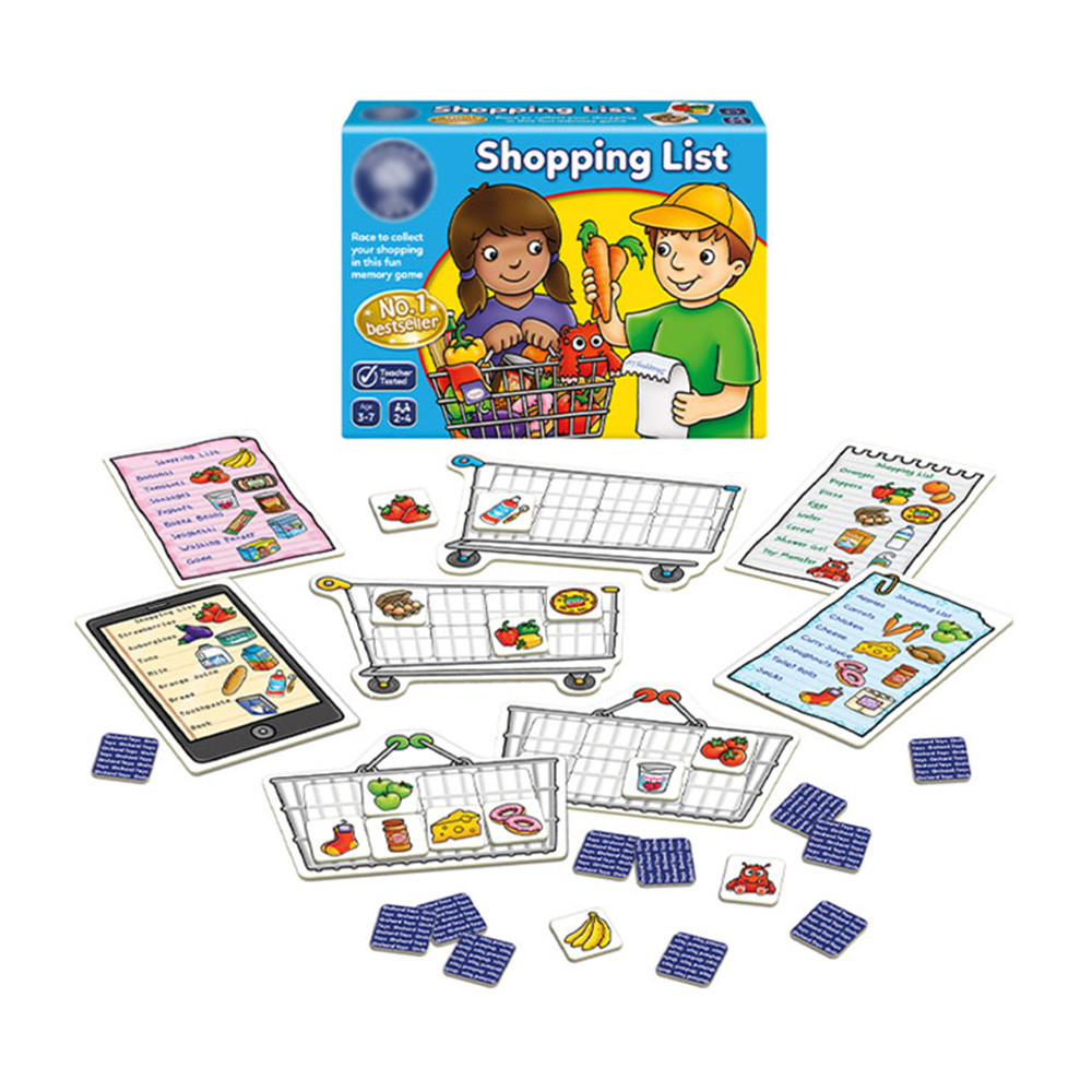 ของเล่นรายการช้อปปิ้ง บอร์ดเกมพัฒนาสมองเด็ก ฝึกความจำและทักษะการอ่าน กิจกรรมครอบครัวสำหรับเด็ก 3 ถึง 7 ปี