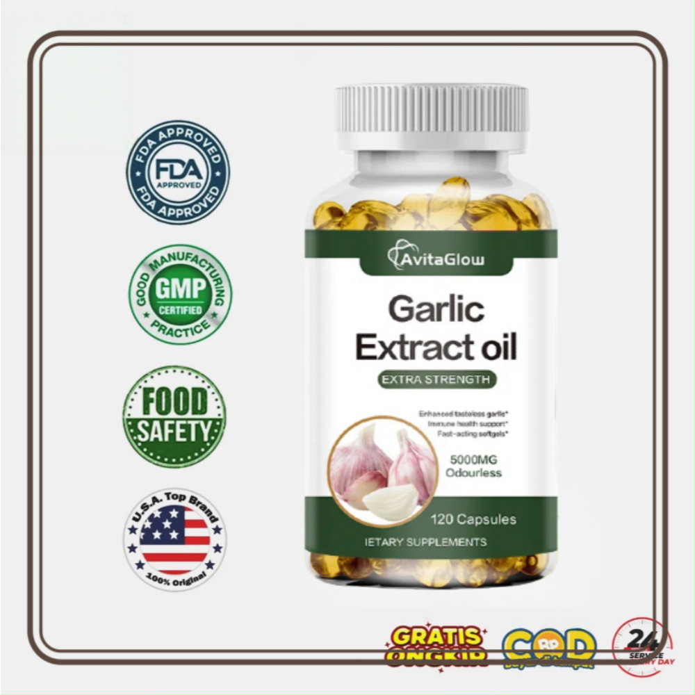 โปรเด็ด Garlic Extract Oil 5000mg – 120 แคปซูล | กระเทียมสกัดเข้มข้น สูตร Super Oil | บำรุงหัวใจ ลดคอเลสเตอรอล