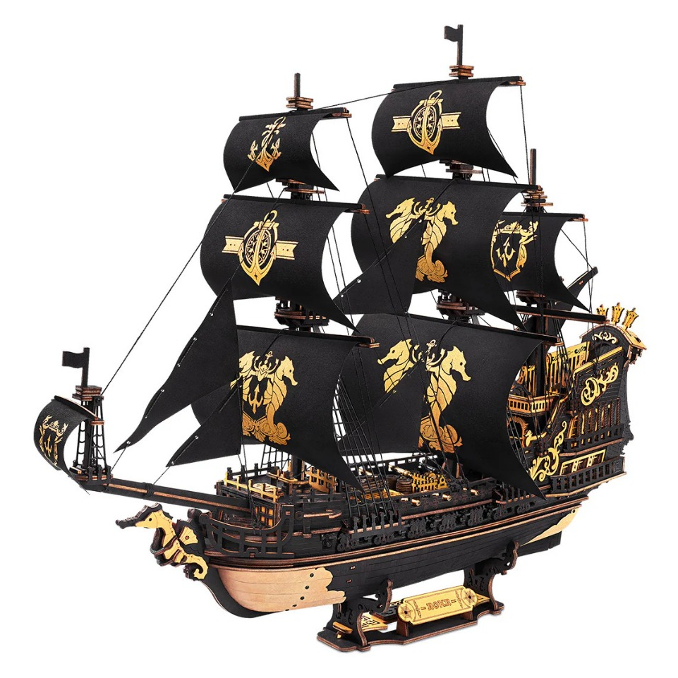 ส่งด่วน!! ROKR 3D Wooden Puzzle - MCB02 The Seahorse Barque | ของแต่งบ้าน ชุดโมเดลตัวต่อไม้ ของเล่นศิลปะ DIY