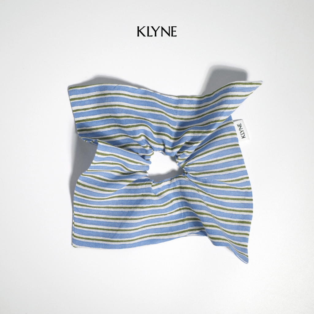 [NEW] ใหม่ KLYNE Square Scrunchies Stripe Style | ยางมัดผมผ้าคอตตอนอินเดียทรงสี่เหลี่ยมลายทาง