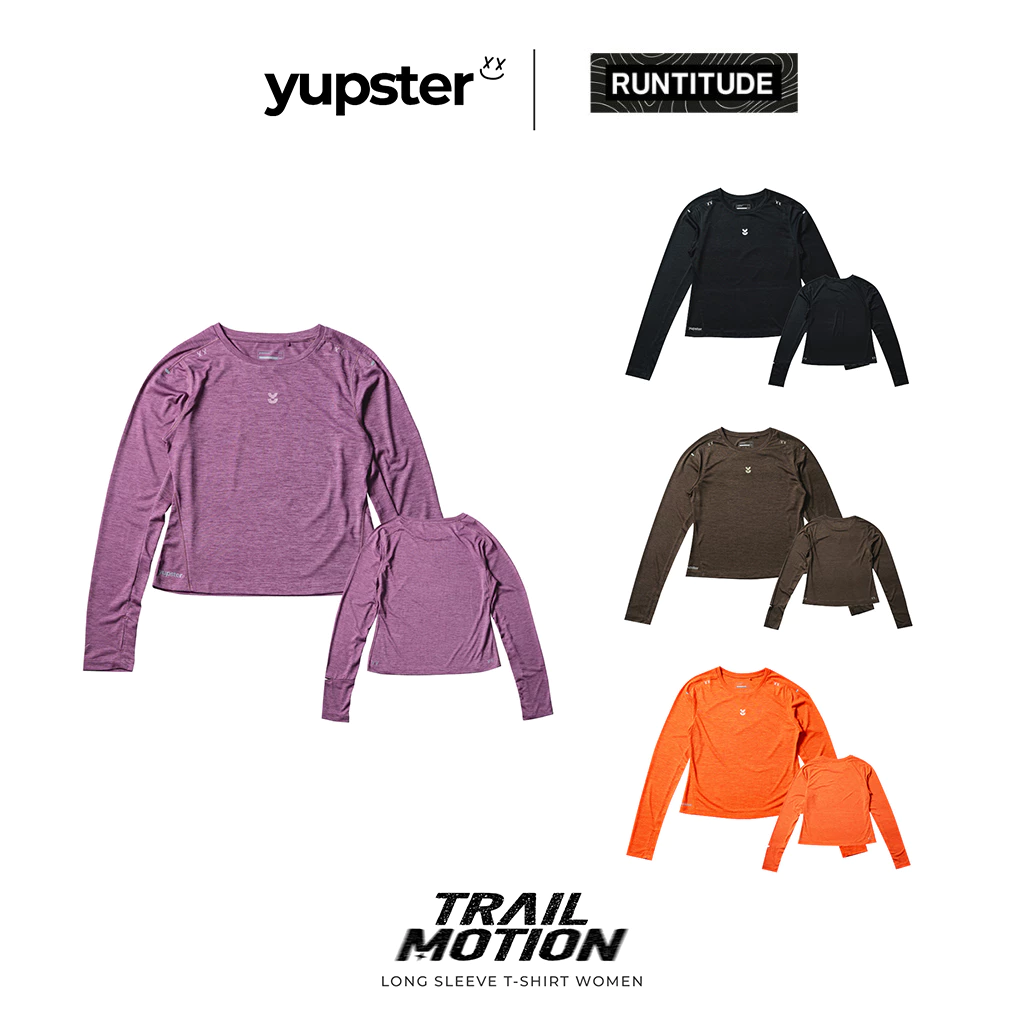 YUPSTER เสื้อวิ่งแขนยาว ผู้หญิง รุ่น [ Trail Motion ] Women Running Long Sleeves ผ้าเบา แห้งไว