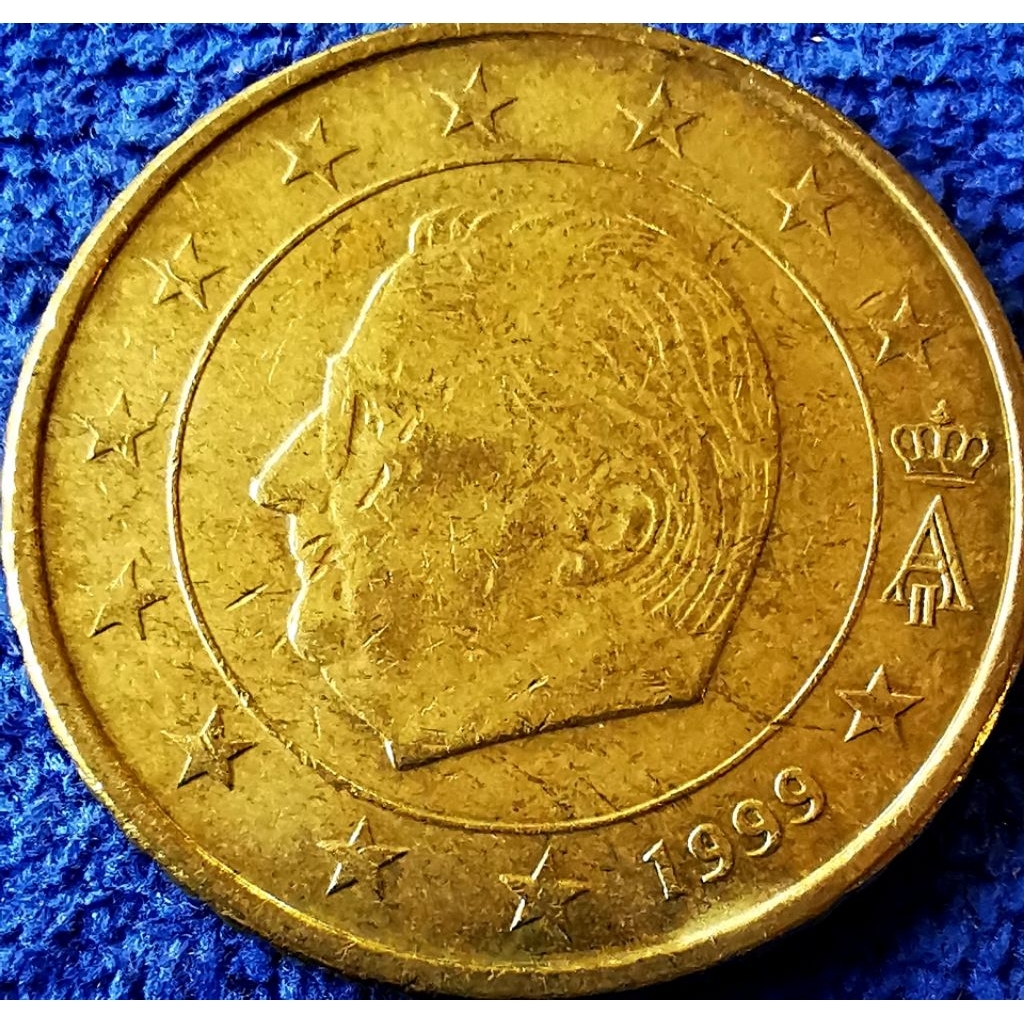 เหรียญ​​ เบลเยี่ยม​ Belgium, ยูโร, 50 Euro Cent,​ใช้แล้ว, #​1259E