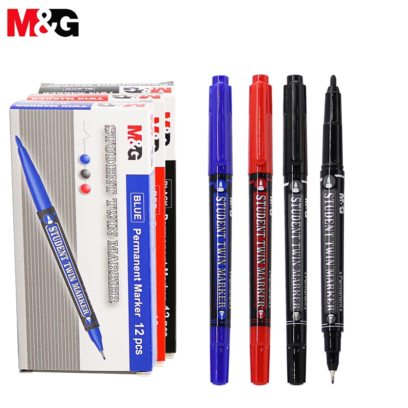 M&G APMV7471 ปากกามาร์ค ปากกามาร์คเกอร์ 2 หัว ปากกามาร์คเกอร์ชนิดกันน้ำ CD Marker เหมาะสำหรับการวาดภาพของนักเรียนเครื่อง