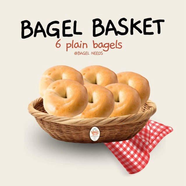 Bagel Basket (plain bagel) ขนมปังเบเกิลเนื้อหนึบหนับ ขนาด 100 g. (set 6 ชิ้น)