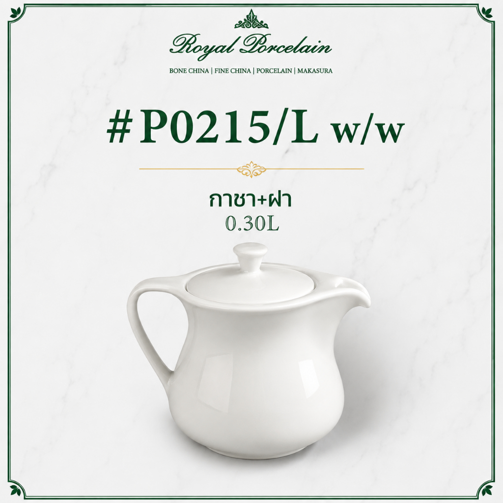 #P0215/L w/w กาชา + ฝา พอร์ซเลน สำหรับร้านอาหารและคาเฟ่