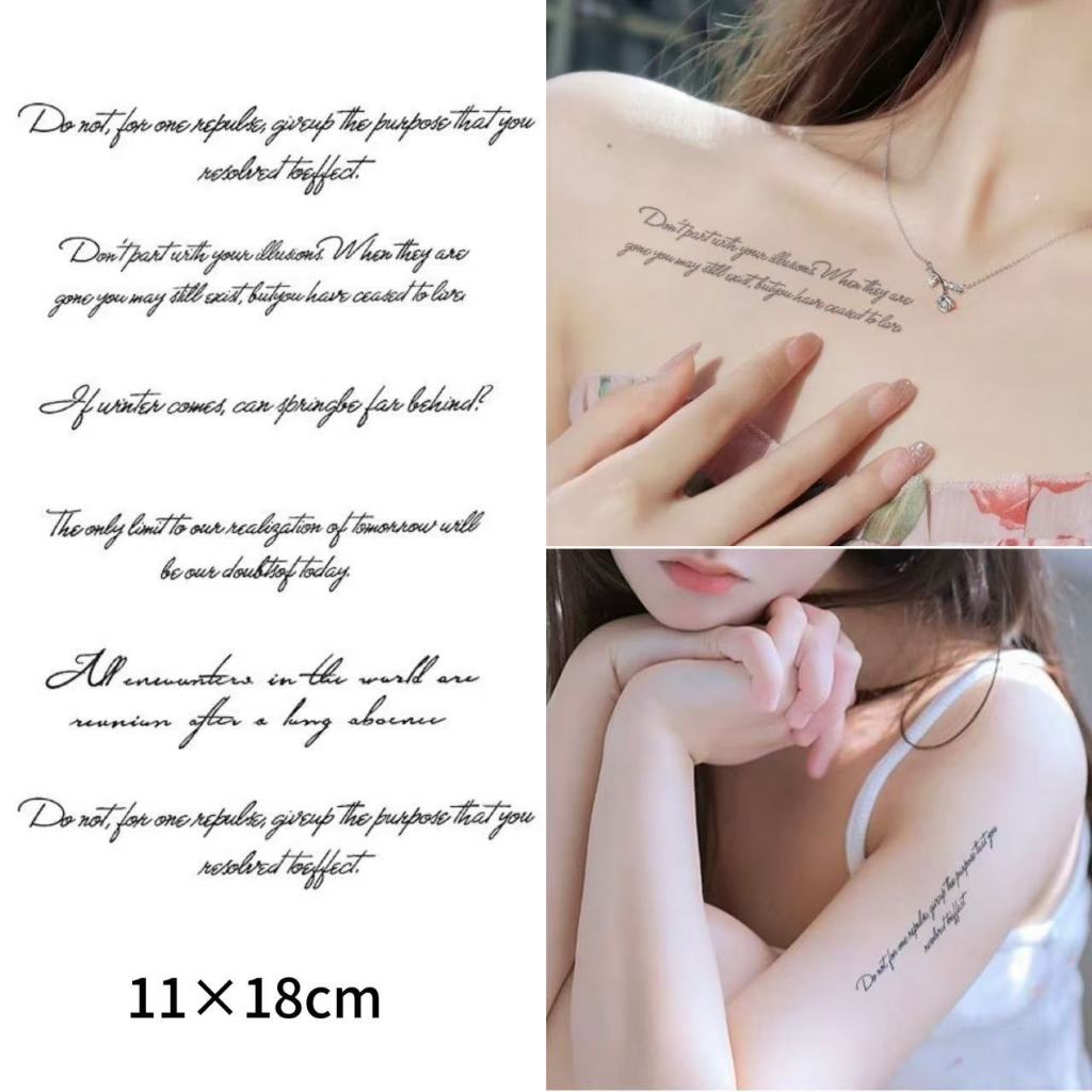 COD TH【Parry Tattoo】สติกเกอร์ประโยคอังกฤษปรัชญาชีวิตฟอนต์ลายมือ สมุนไพร กันน้ำ ติดทน ไม่หลุดง่าย