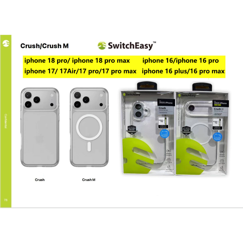 แท้💯Switcheasy Crush เคสใส iphone18pro/18promax17/17pro/17Air/17promax/16/16pro/16plus/16pm/15/15Pro/15Plus/15Pm/14/14pm