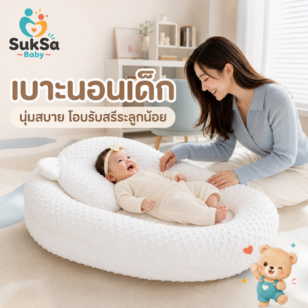 ที่นอนเด็กแรกเกิด หมอนเด็ก เบาะนุ่มสบาย ถอดซักง่าย สำหรับทารกแรกเกิดและพักผ่อนหลังให้นม