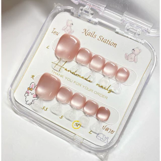 เล็บสีชมพูนู้ด เล็บลูกแก้ว Water Light JMY04 เล็บเจลสำเร็จรูปพร้อมติด เลือกทรงได้ งานแฮนด์เมดสีเจลคุณภาพสูง ฟรีกาว-ตะไบ