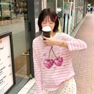 Top.street【ใหม่】🔥 เสื้อยืด ทรงหลวม สไตล์เกาหลี เก็บเงินปลายทาง 'DPLCEVITA' #Colorful striped polka dots COD