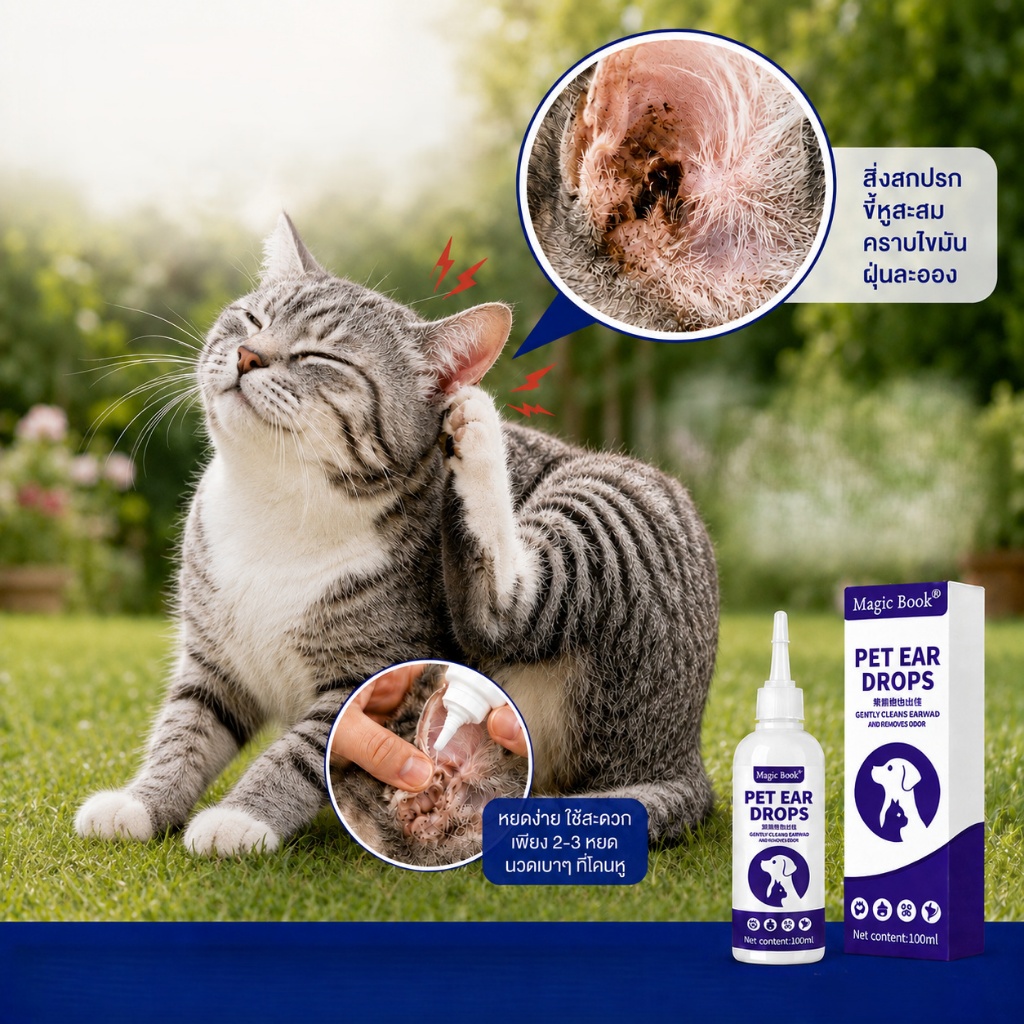 PetClear ของเหลวล้างหูสัตว์เลี้ยง ขจัดสิ่งสกปรก ล้างขี้หู หมา แมว ทำความสะอาดหู ลดกลิ่นเหม็น ราคาถูก พร้อมส่ง PED