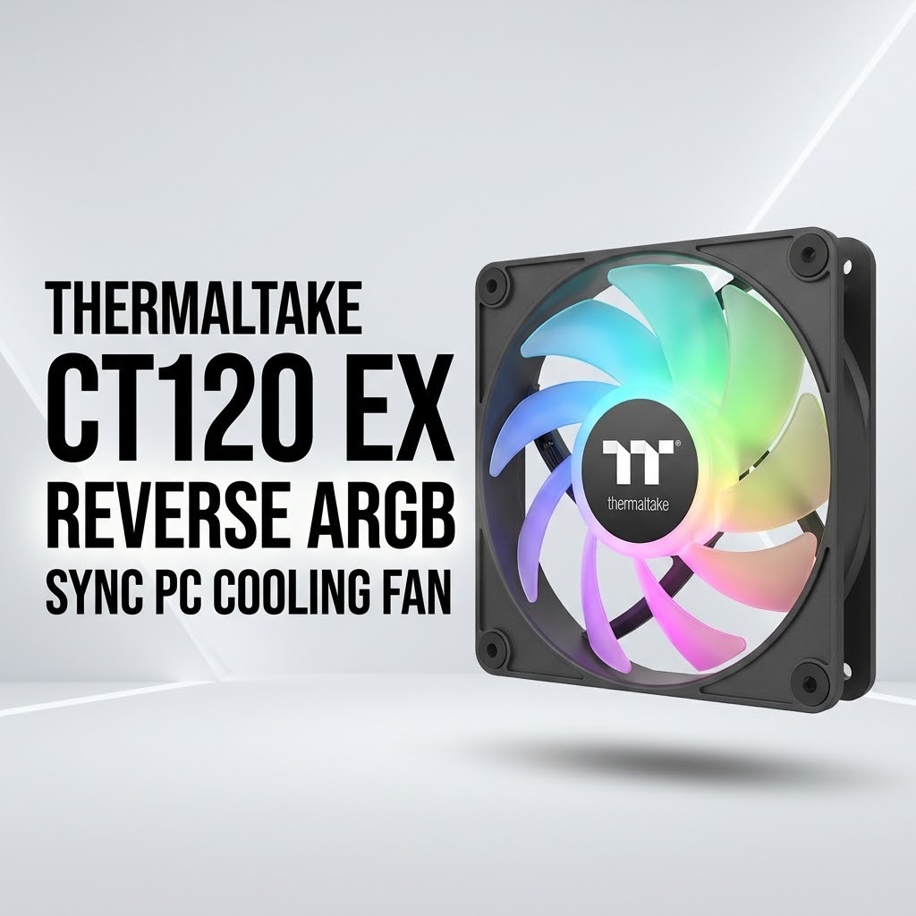 FAN (พัดลมเคส) Thermaltake CT120 EX ARGB Reverse PC Cooling Fan Magnetic (3-Fan Pack) - Black