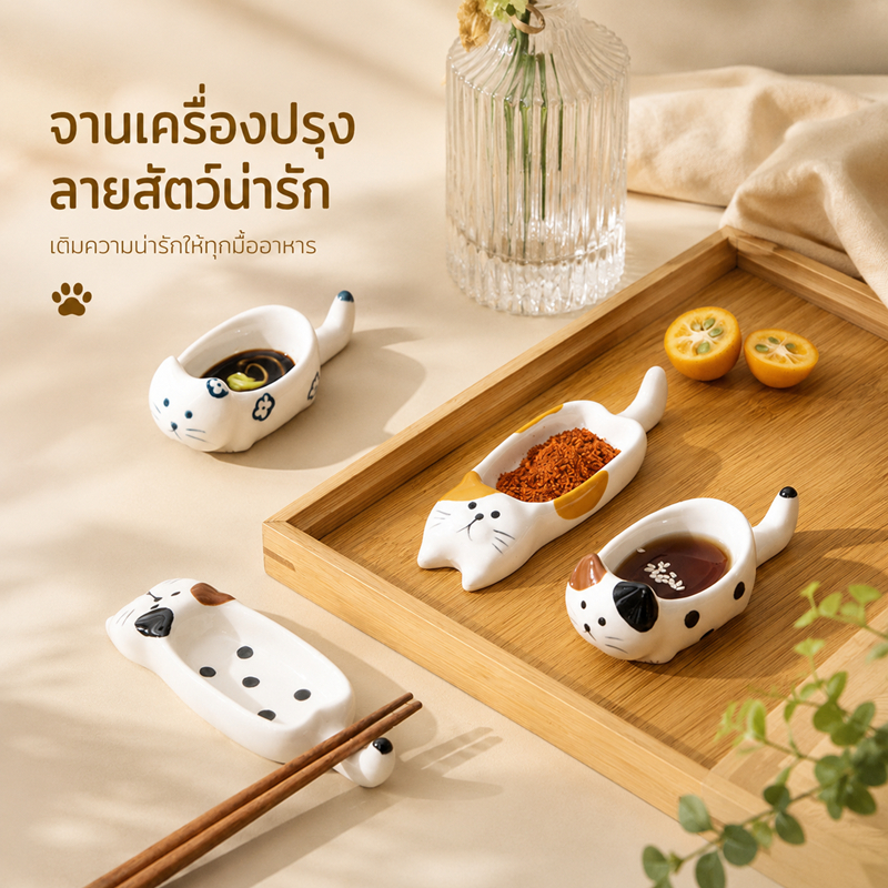 ถ้วยแมวจิ๋วใส่ซอส ถ้วยซอสเซรามิกลายน้องแมวสุดคิ้วท์ เหมาะสำหรับซอส น้ำจิ้ม เครื่องเคียง ถ้วยเครื่องปรุง