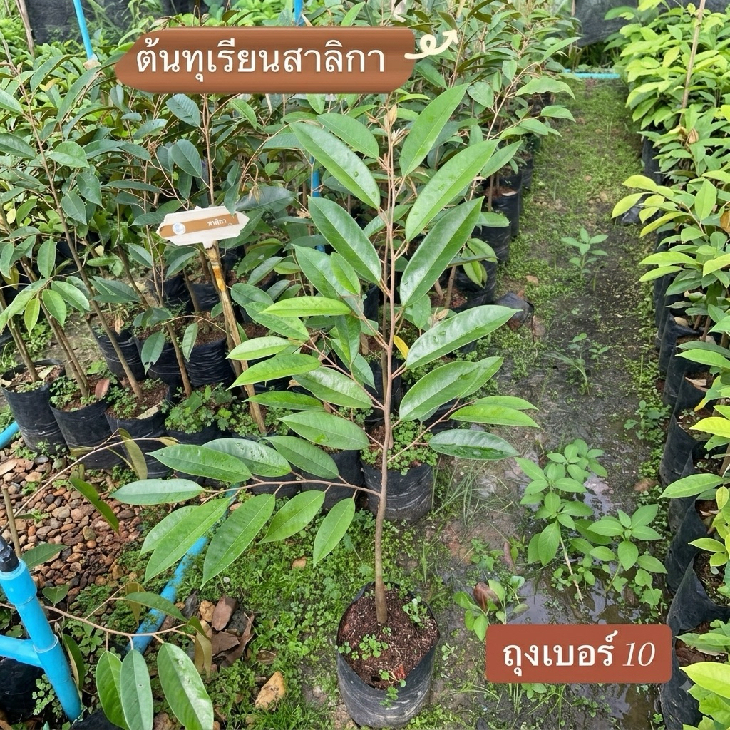 ต้นทุเรียนสาลิกา ถุงเบอร์10 เสียบยอด ความสูง70-80 ซม