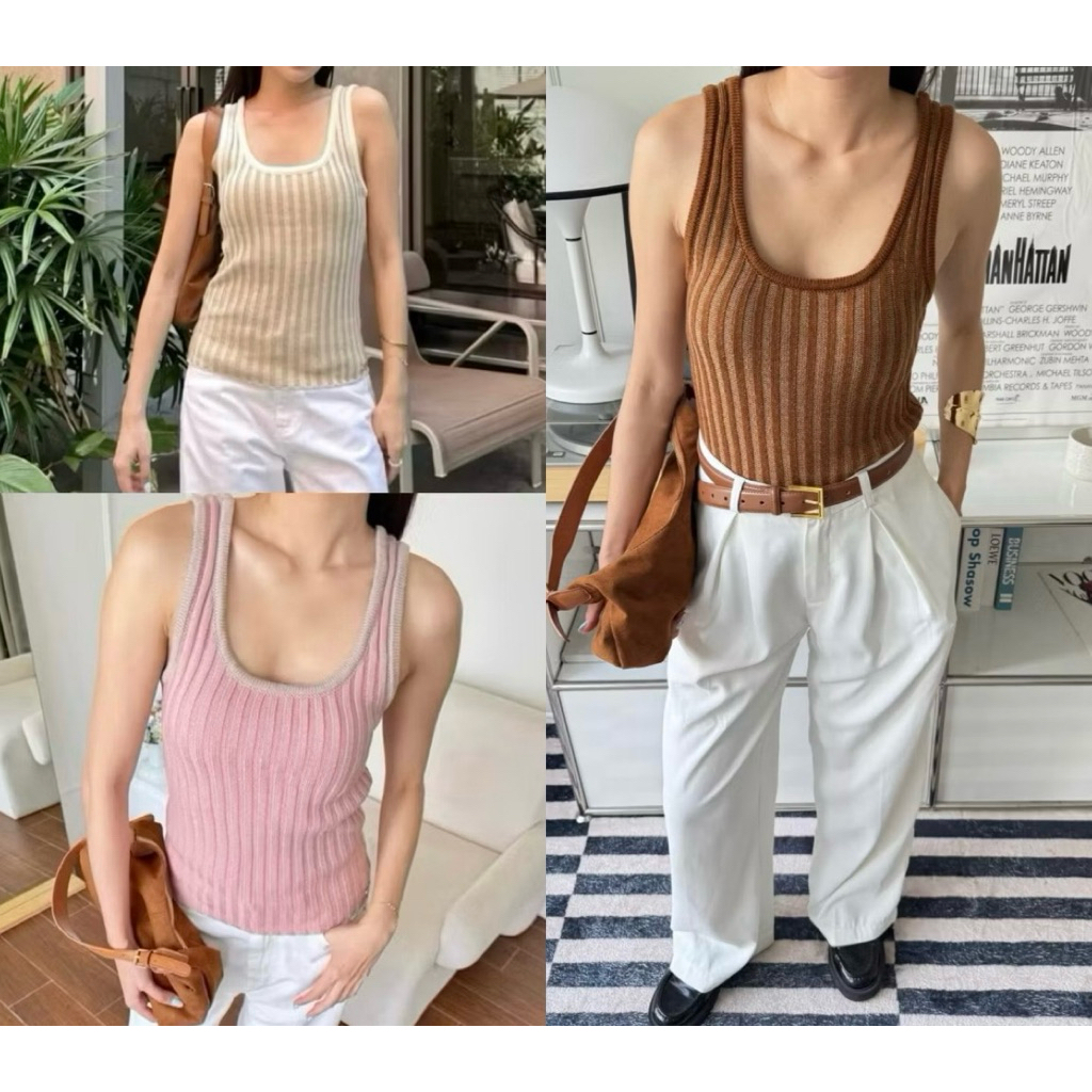 ส่งต่อ WILLOW KNIT TANK เสื้อกล้ามถักไหมพรมร่อง (แบรนด์ BXB) มือ 2 ใส่ถ่ายรูป1ครั้ง เว้นสีน้ำตาลไม่เ