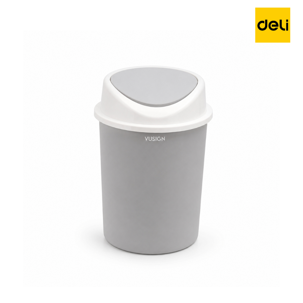 ถังขยะฝาสวิง ดีไซน์มินิมอล Trash Can ฝาเปิด-ปิดง่าย ใช้งานสะดวก สำหรับบ้านและออฟฟิศ Narmall_