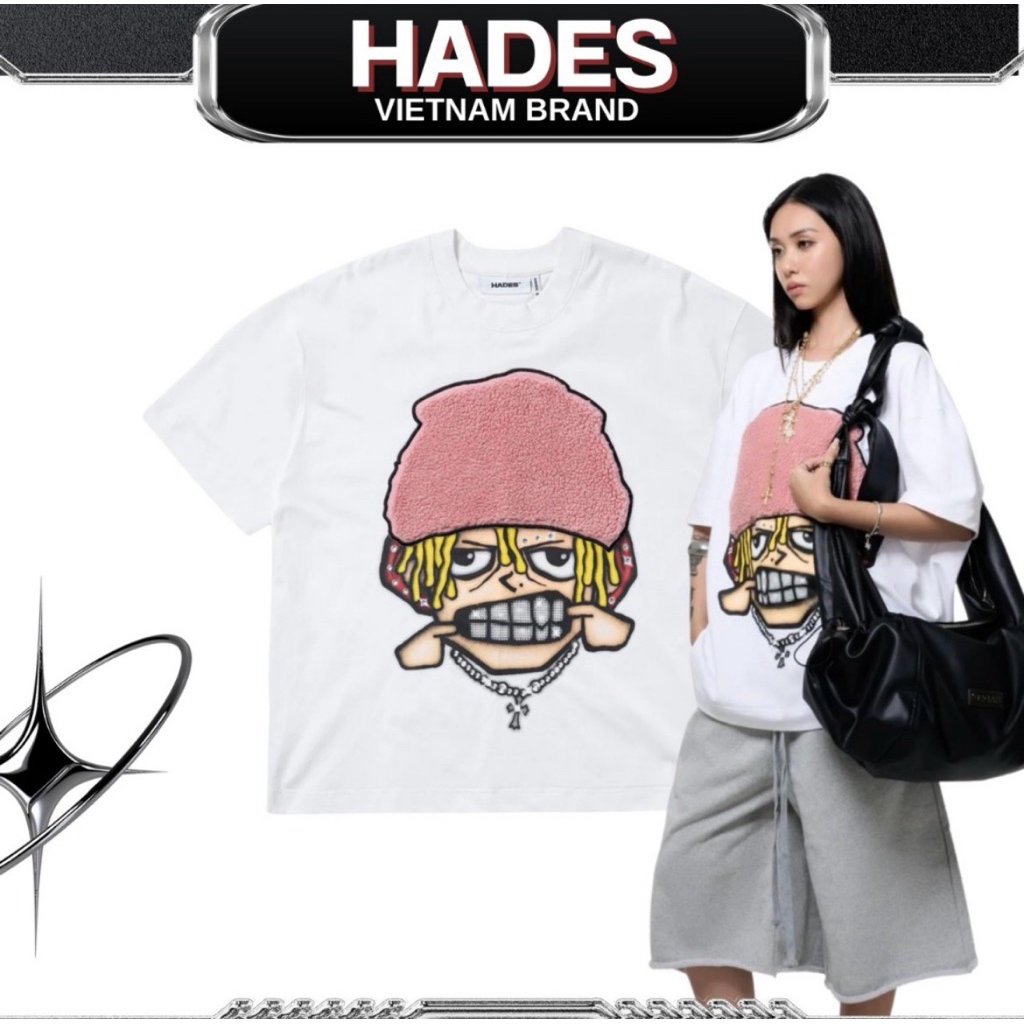 (พร้อมส่ง)🇻🇳Vietnam Brand | HADES FLUFFY GRILL TEE - WHITE
