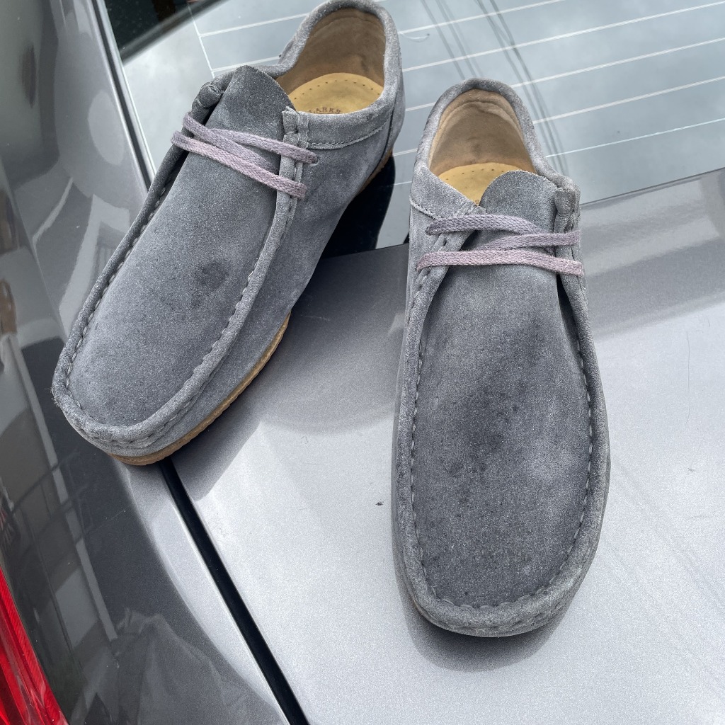 Clarks Wallabee หนังกลับ Grey Suede ไซส์ 7.5 US (UK 7 G) พื้นเครป Stitchdown (SKU-87504)