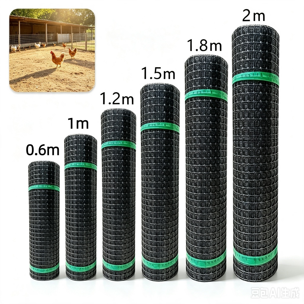 ตาข่ายพลาสติก PVC สีดำ ช่องตา 3.5 ซม. ยาว 5‑50 ม. สูง 0.6‑2 ม. ตะแกรงรั้วฟาร์ม กรงไก่ กันนก รองรับชำระเงินปลายทาง