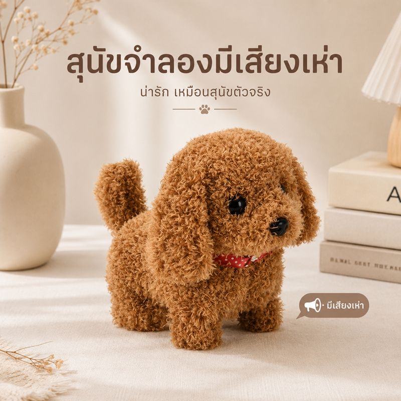สุนัขจำลอง ตุ๊กตาหมาน่ารักไฟฟ้า เดินได้ เห่าได้ ของเล่นเด็ก ตุ๊กตาหมาเสมือนจริง ขยับได้ ของขวัญเด็ก