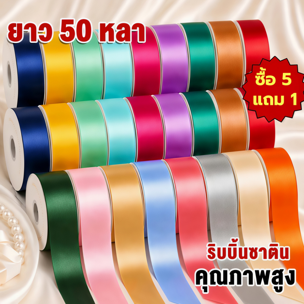 (USP)💯ของแท้จริงใจ/เนื้อดีไม่แตก💯 ริบบิ้น ตราระฆัง เบอร์2 ริบบิ้นพับเหรียญ โปรยทาน พลาสติกเนื้อดี ห่อเหรียญ โบว์
