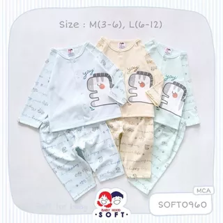 Babyhood ชุดเซ็ต 3-6M, 6-12M กระดุมหน้าแขนยาว+กางเกงขายาว | Babytrend