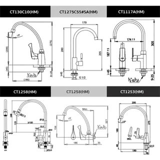 COTTO ก๊อกอ่างซิงค์ CT1275C55#SA(HM) CT1258(HM) CT134C10(HM) CT1117A(HM) CT130C10(HM) CT1253(HM)