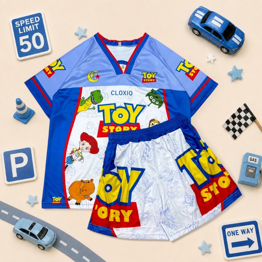 ( Nset150 ) ชุดเซท เสื้อ+กางเกง คอวี TOY's ทอย 4สี ผ้ากีฬา 2ไซส์