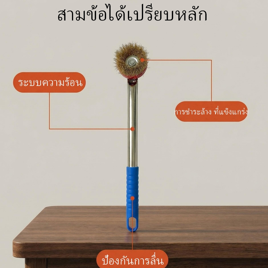 แปรงลวดทำความสะอาดเตาย่าง ลวดหนา แข็งแรง ไม่หักง่าย ขนาด20ซม./30ซม. ไม่ต้องขัดยาก